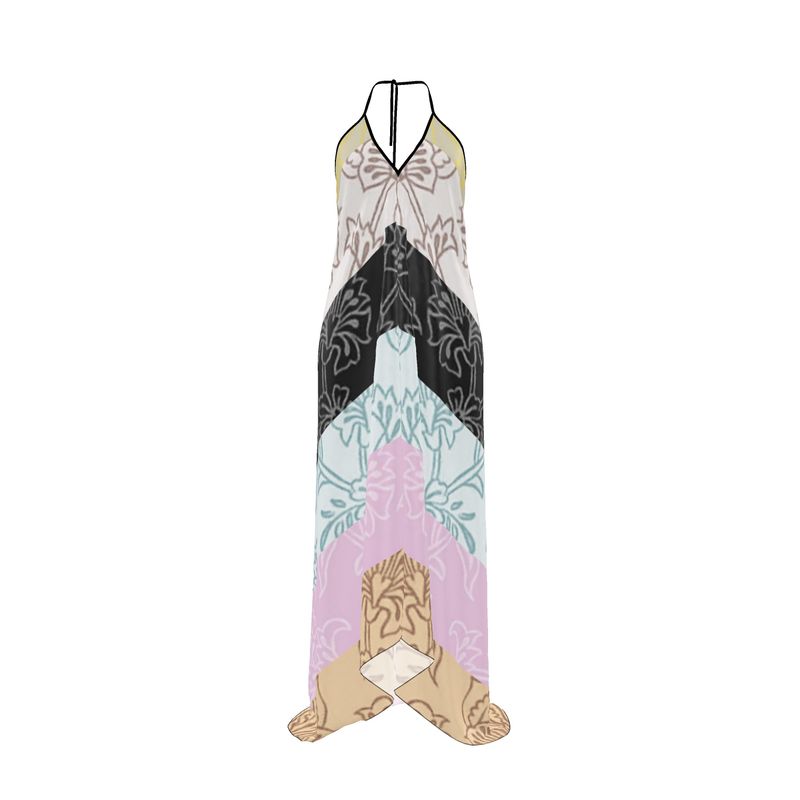 Flower print Halterneck backless dress