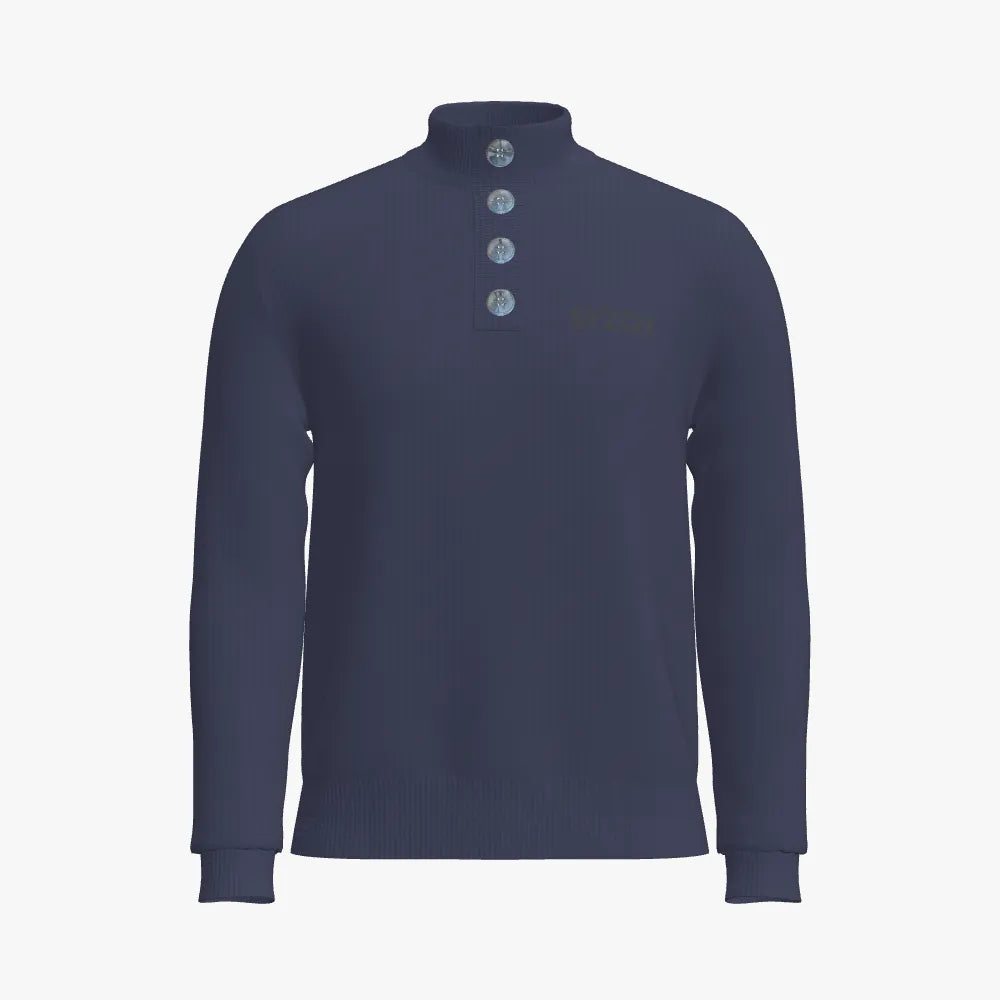 Men's Button-up Mock Neck Pullover