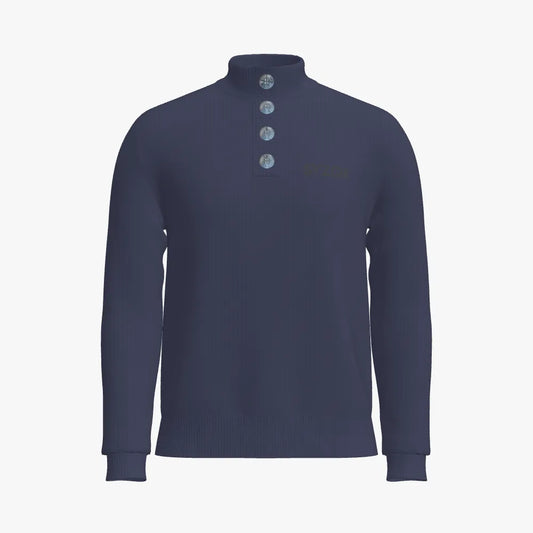 Men's Button-up Mock Neck Pullover